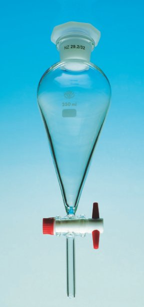 Nálevka dělící dle Squibba, NZ zátka a teflon. NZ kohout, 2394T, 50 ml