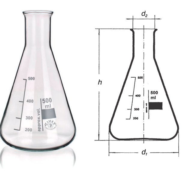 Baňka kuželová dle Erlenmeyera, úzkohrdlá, 3000 ml